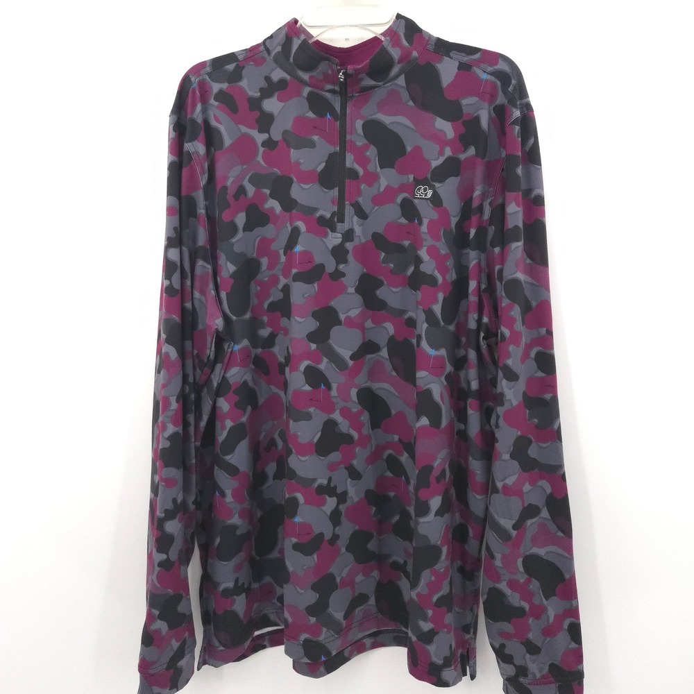 Good Good Golf The Mood Q-Zip Pullover Mens 2XL Purple Grey Camo Performance